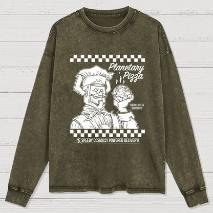 Planetary Pizza Washed Long Sleeve Tee