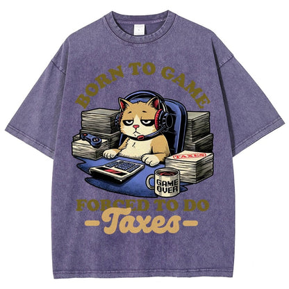 Cat Gamer Taxes Vintage Distressed T-shirt