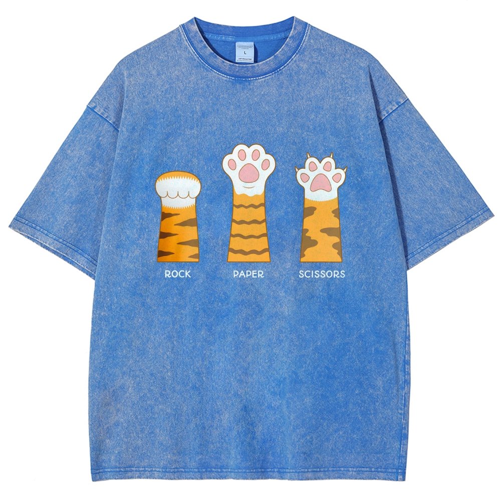 Rock Paper Scissors Purrfect Vintage Distressed T-shirt
