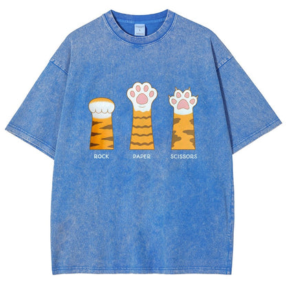 Rock Paper Scissors Purrfect Vintage Distressed T-shirt