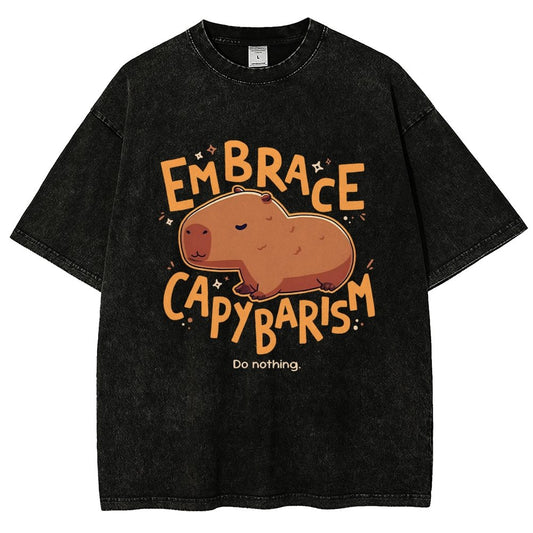 Capybarism Do Nothing Vintage Distressed T-shirt