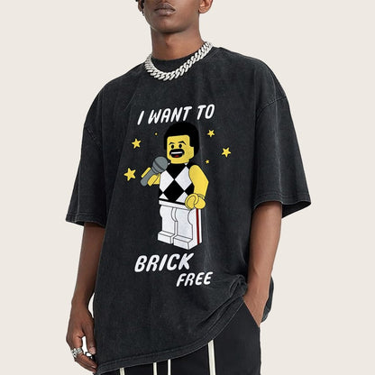 I Want To Brick Free Vintage Distressed T-shirt
