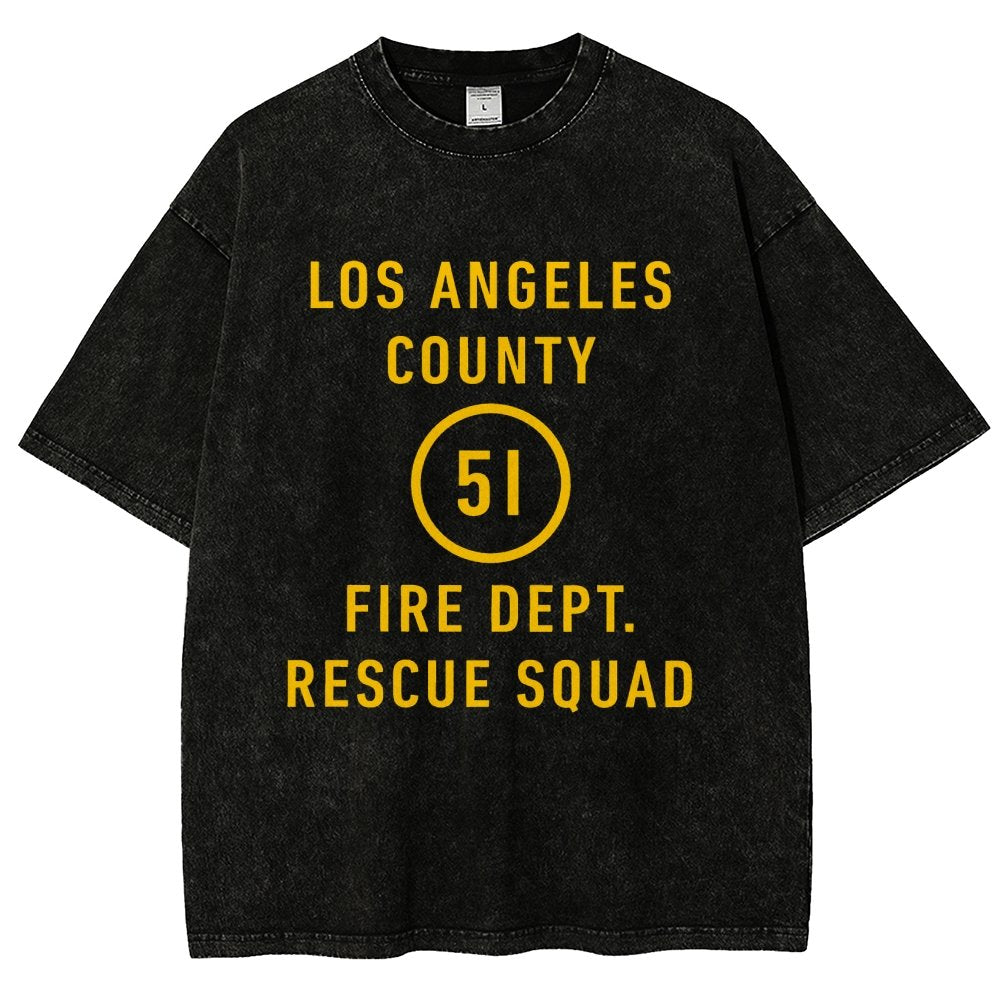 Emergency - Los Angeles County Fire Dept. Squad 51 Vintage Distressed T-shirt