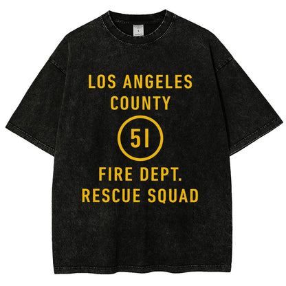 Emergency - Los Angeles County Fire Dept. Squad 51 Vintage Distressed T-shirt