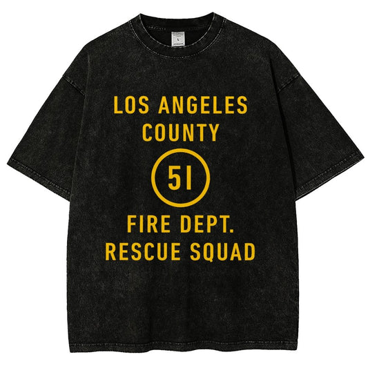 Emergency - Los Angeles County Fire Dept. Squad 51 Vintage Distressed T-shirt