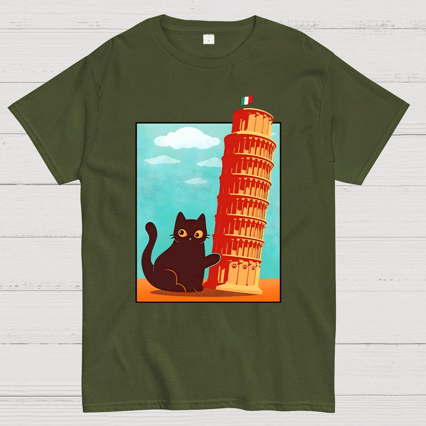 Purrfectly Tilted Funny Cat Geek T-Shirt