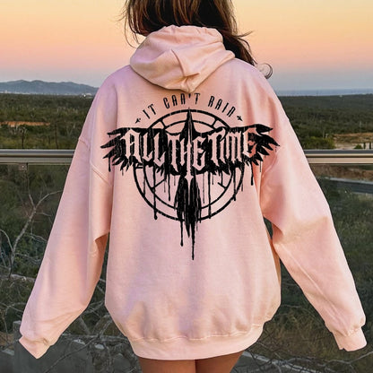 It Can't Rain All The Time Nerd Printed Back Cotton Hoodie