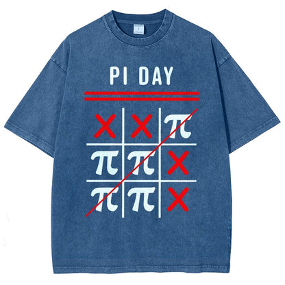 3.14 Tic-Tac-Toe Noughts And Crosses Happy Pi Day Geek Vintage Distressed T-shirt
