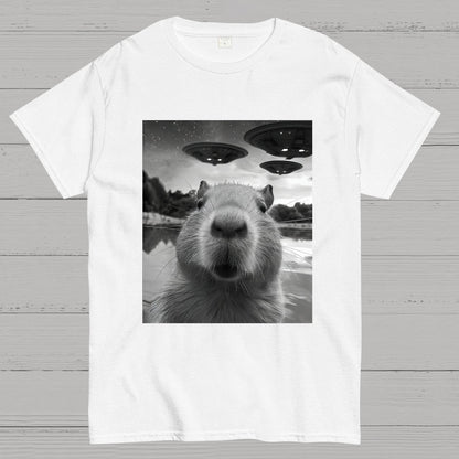 Capybara Selfie With UFOs Funny Geek T-Shirt