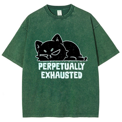Perpetually Exhausted Cat Vintage Distressed T-shirt