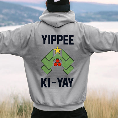 YIPPEE KI-YAY Printed Back Unisex Cotton Hoodie