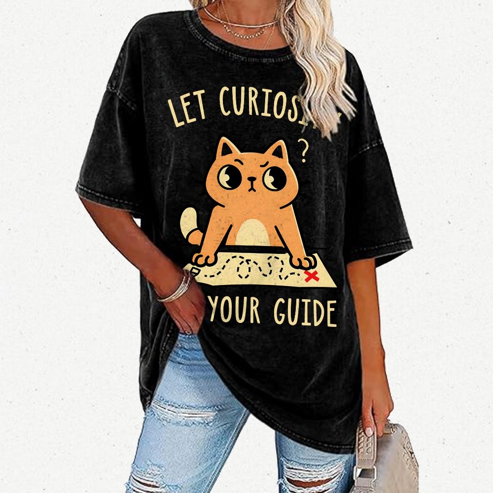 Let Curiosity Be Your Guide Vintage Distressed T-shirt