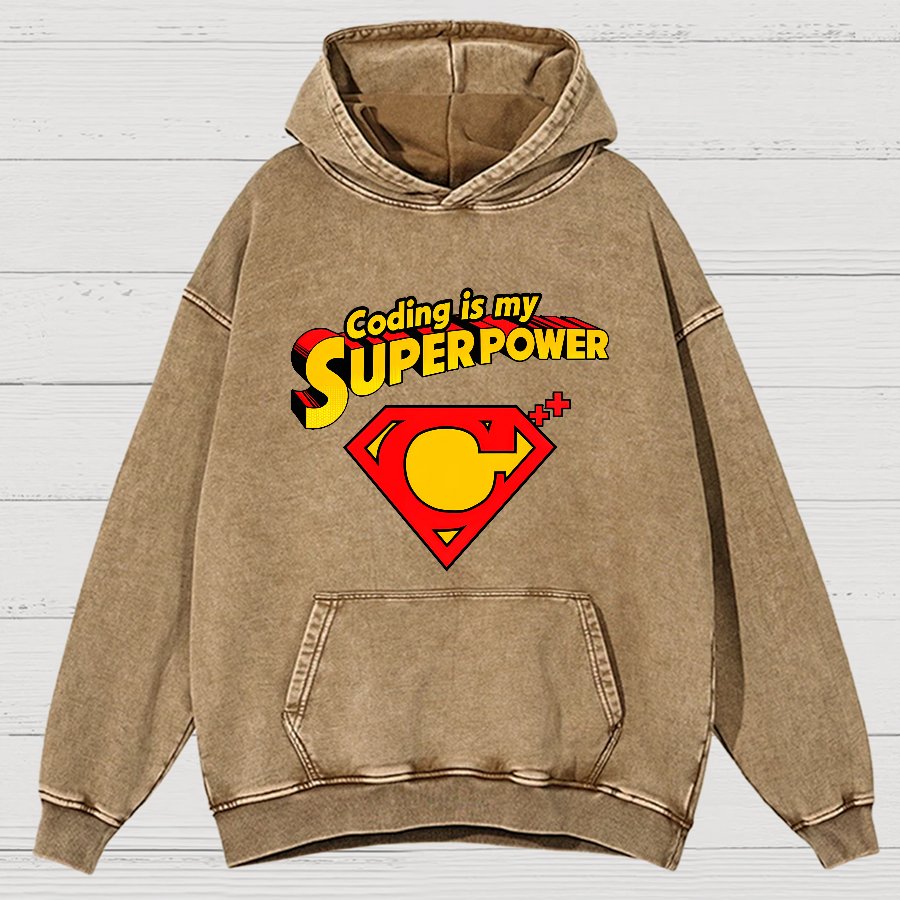 Coding Is My Superpower Vintage Distressed Hoodie