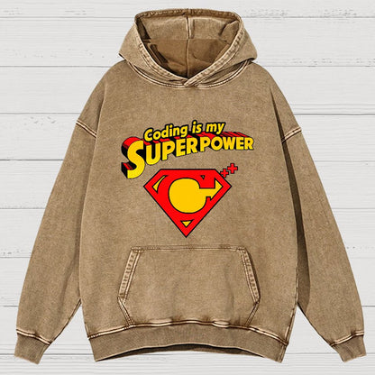 Coding Is My Superpower Vintage Distressed Hoodie