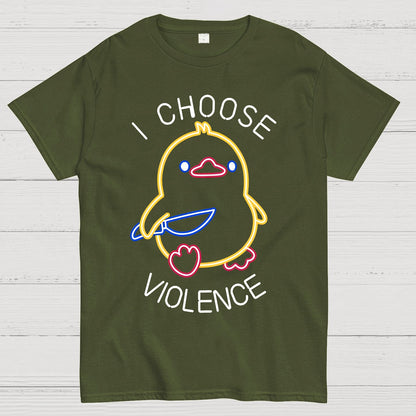 I Choose Violence Neon Funny Duck Geek T-Shirt