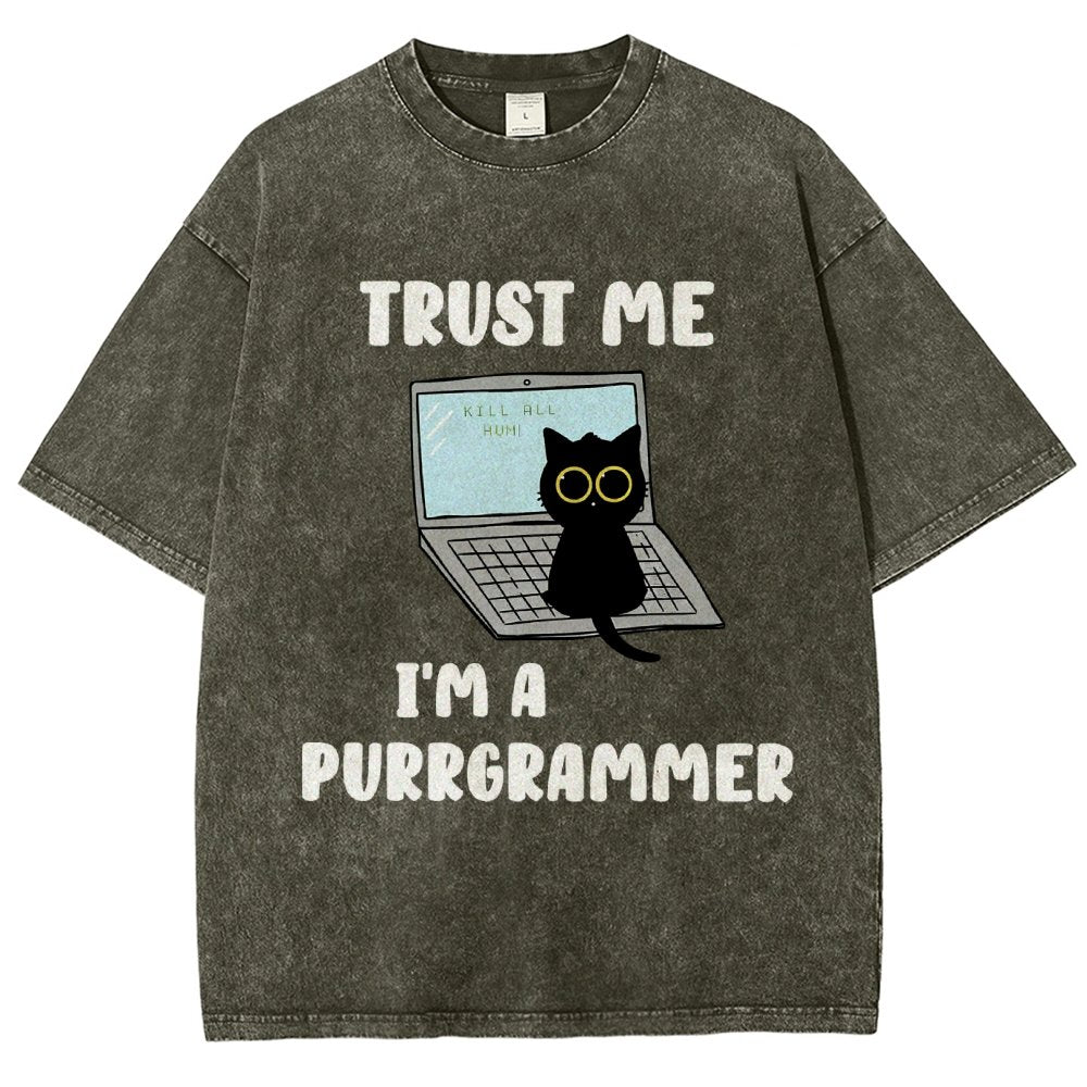 I'm A Purrgrammer Funny Cat Nerdy Vintage Distressed T-shirt