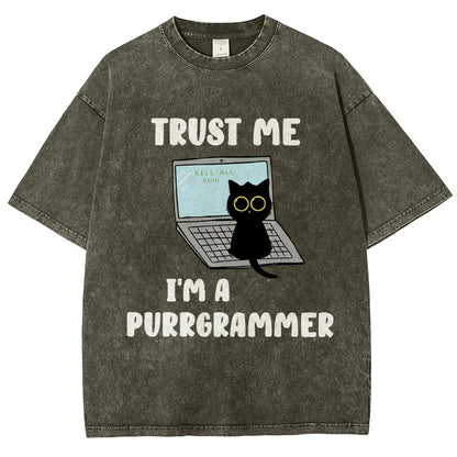 I'm A Purrgrammer Funny Cat Nerdy Vintage Distressed T-shirt