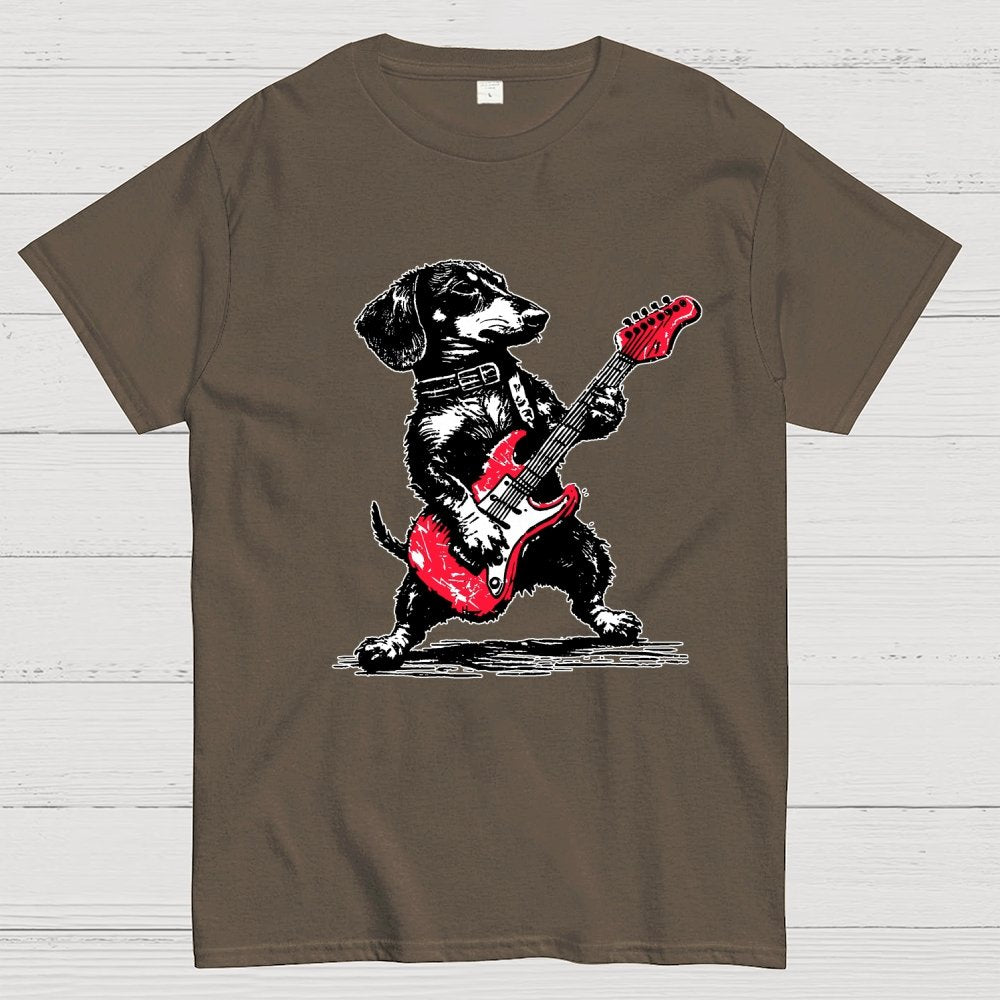 Dachshund Weenie Playing Guitar Geek T-Shirt