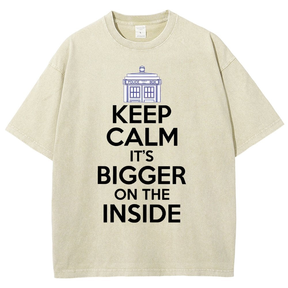 Keep Calm It's Larger On The Inside Vintage Distressed T-shirt