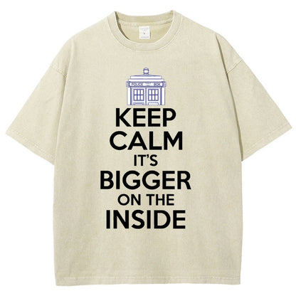 Keep Calm It's Larger On The Inside Vintage Distressed T-shirt