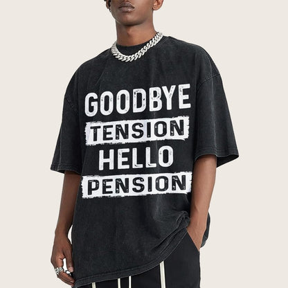Funny Retirement Goodbye Tension Hello Pension Vintage Distressed T-shirt