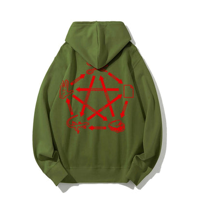Rock Paper Scissors Spock Printed Back Unisex Cotton Hoodie