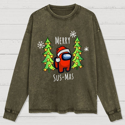 Merry Sus-Mas Christmas Washed Long Sleeve Tee