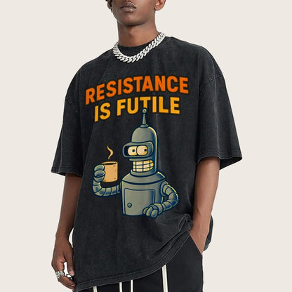 Funny Robot Coffee Design – Opposing Is Hopeless Vintage Distressed T-shirt
