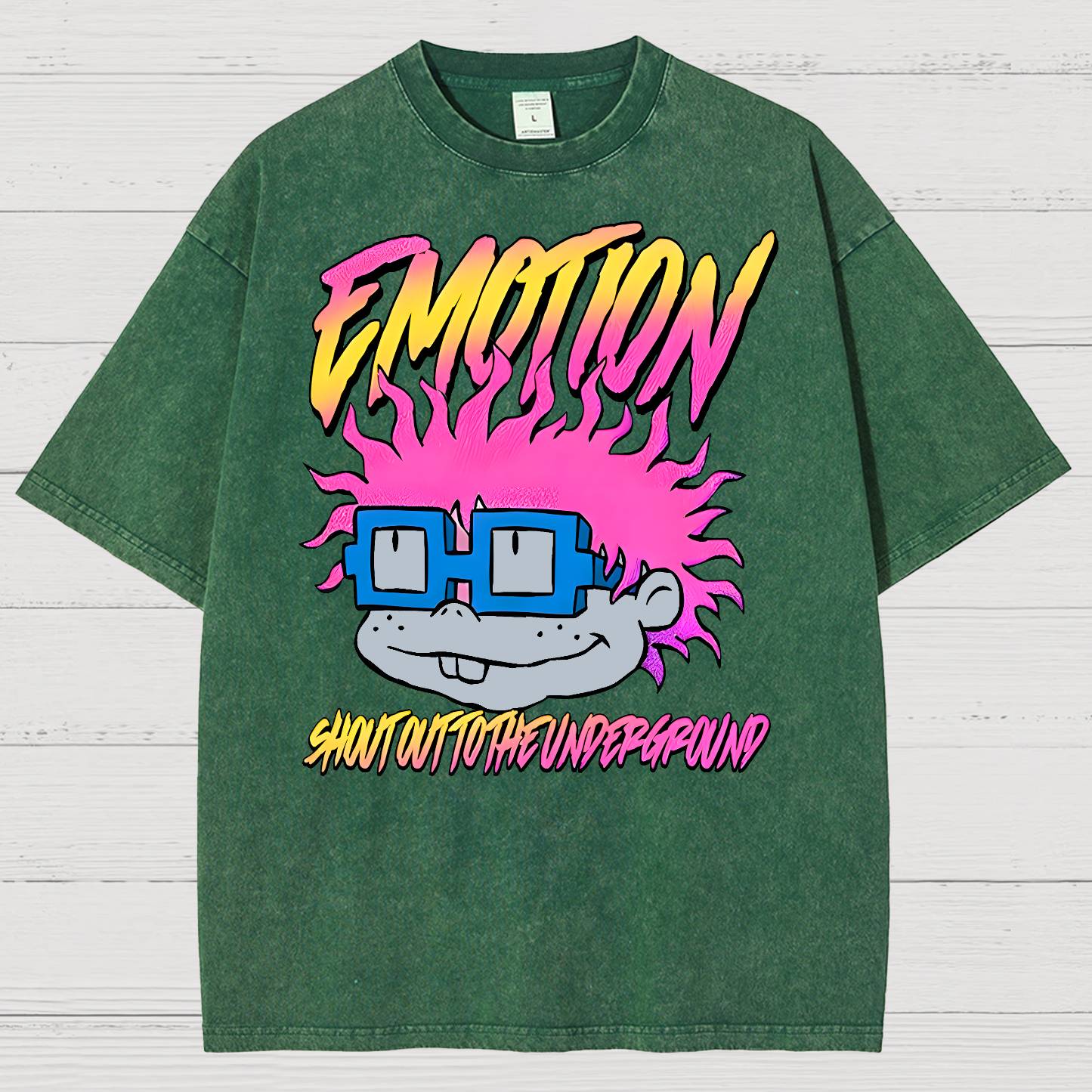 Cartoon Monster Graphic Print Vintage Distressed T-shirt
