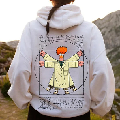 Vitruvian Puppet Printed Back Unisex Cotton Hoodie