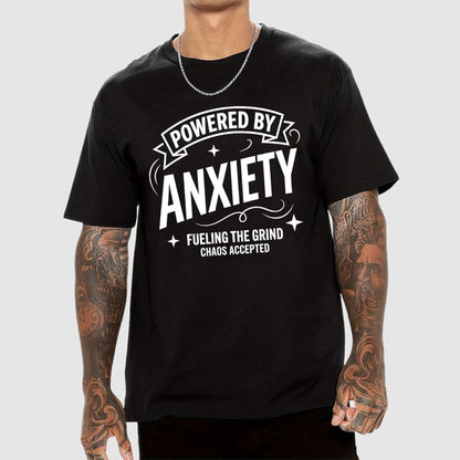Powered By Anxiety Art Print Geek T-Shirt