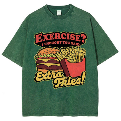 Burger Fries Exercise Vintage Distressed T-shirt