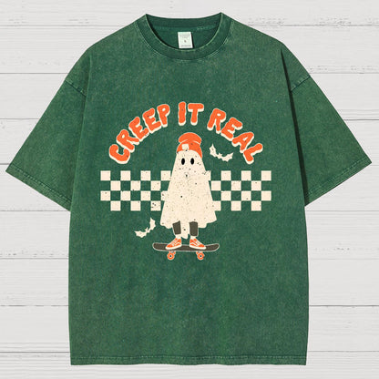 Creep it Real Vintage Ghost Halloween Vintage Distressed T-shirt