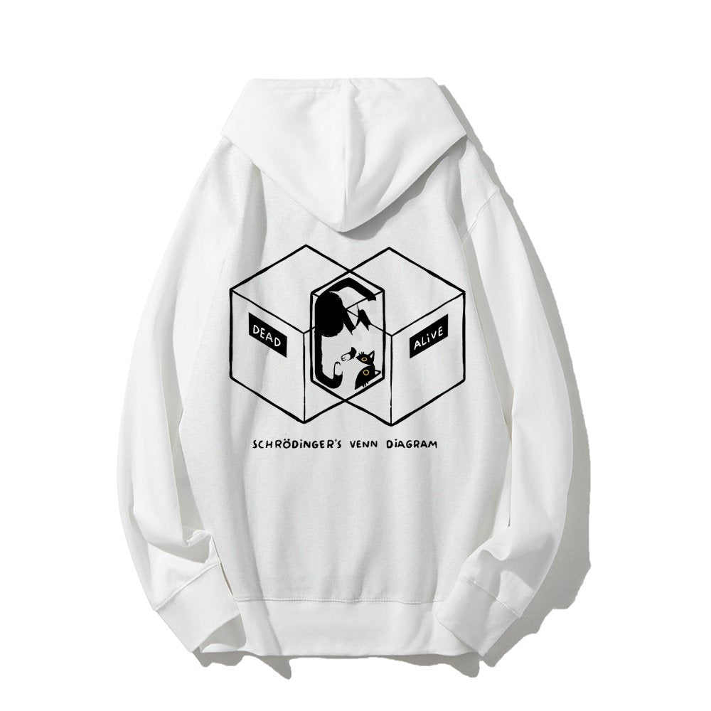 Schrodingers Venn Diagram Printed Back Unisex Cotton Hoodie