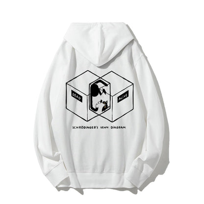 Schrodingers Venn Diagram Printed Back Unisex Cotton Hoodie