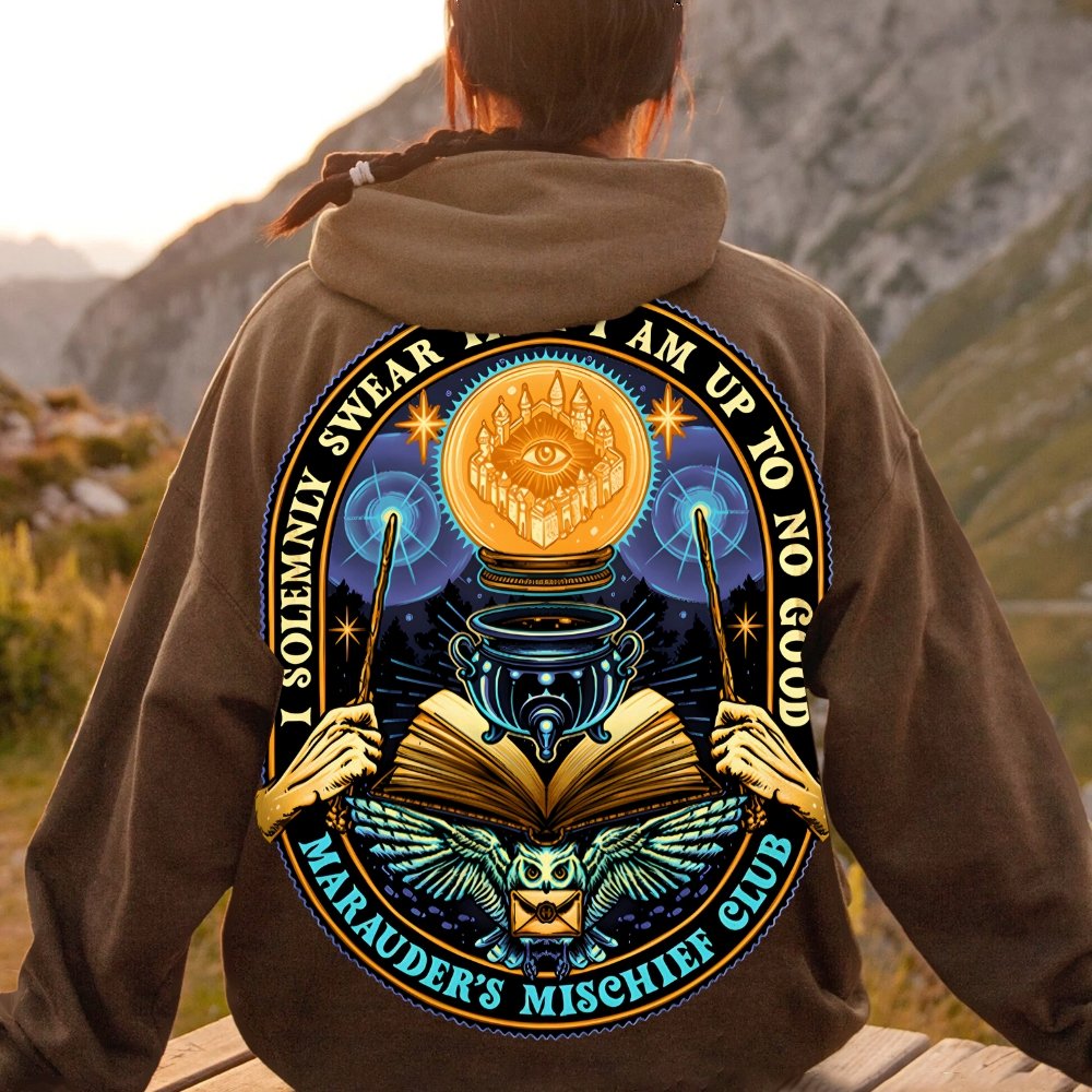 Mischief Club Printed Back Cotton Hoodie