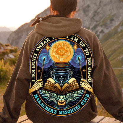 Mischief Club Printed Back Cotton Hoodie