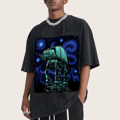 Armored Tank Starry Night Vintage Distressed T-shirt