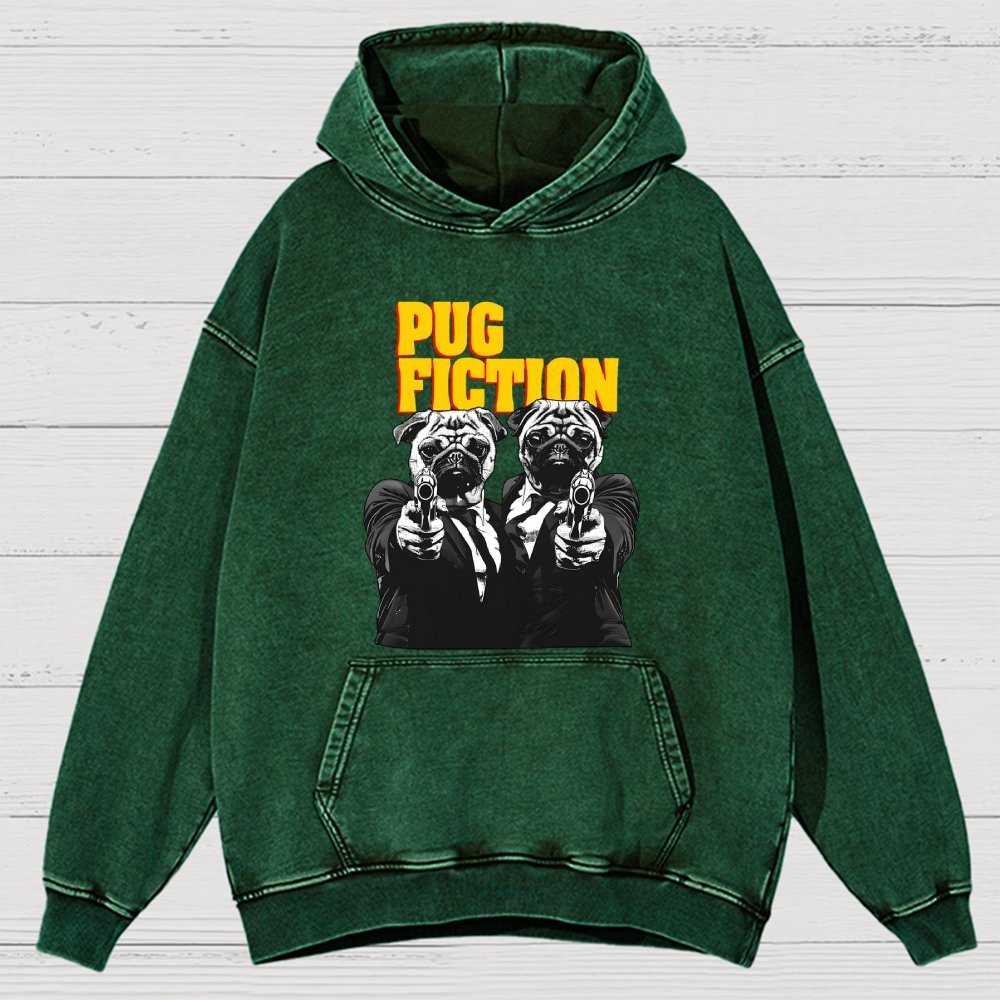 Pug Fiction Vintage Distressed Hoodie