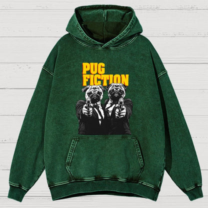 Pug Fiction Vintage Distressed Hoodie