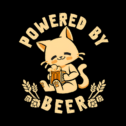 Powered By Beer Cat Geek T-Shirt