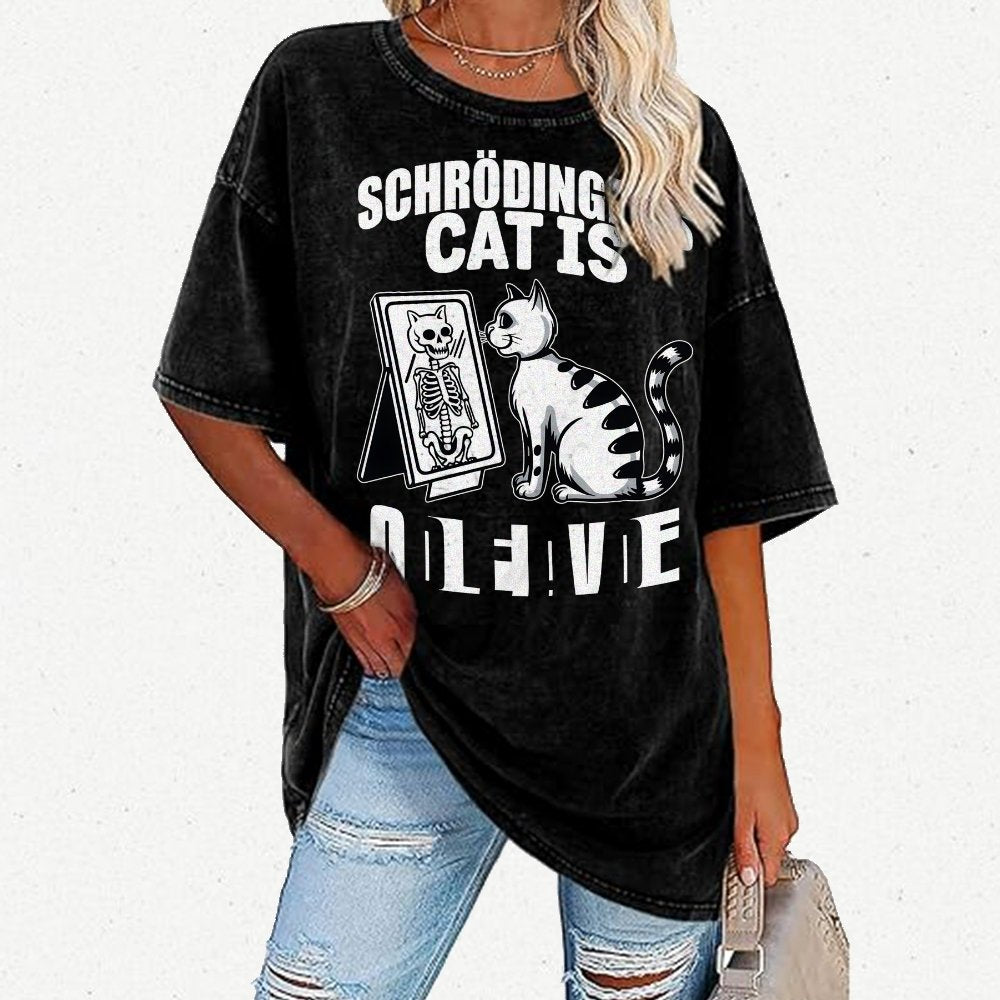 Schrödinger's Cat Dead And Alive Männer Vintage Distressed T-shirt