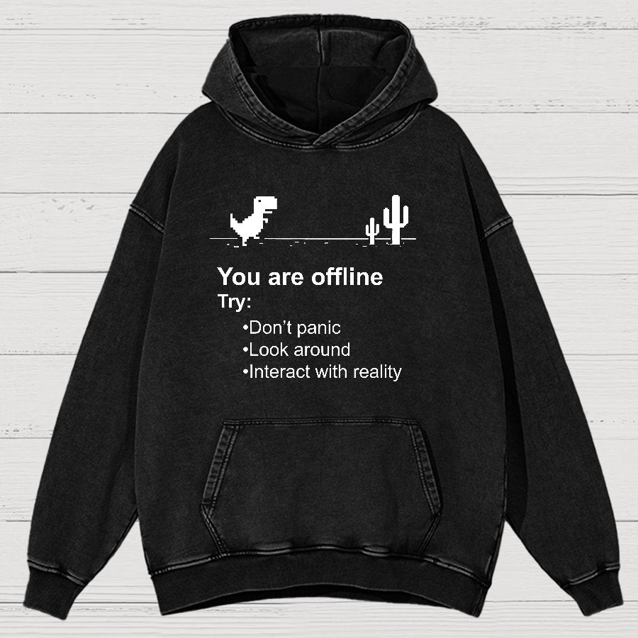 Funny Offline No Internet Vintage Distressed Hoodie