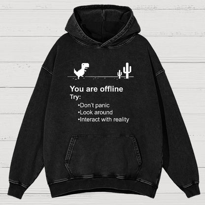 Funny Offline No Internet Vintage Distressed Hoodie