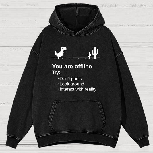 Funny Offline No Internet Vintage Distressed Hoodie