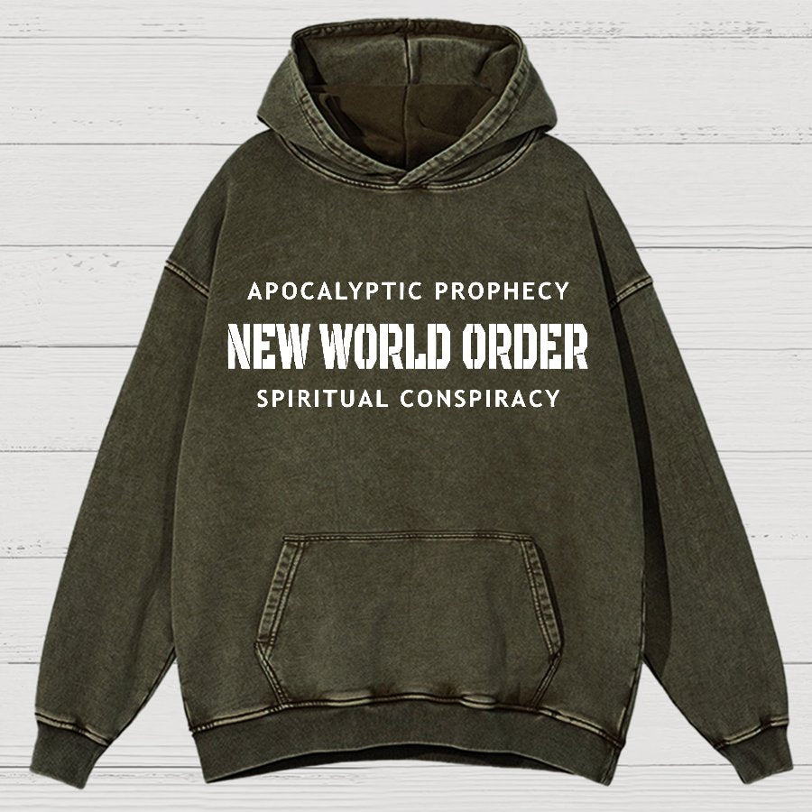 New World Order Spiritual Conspiracy Vintage Distressed Hoodie