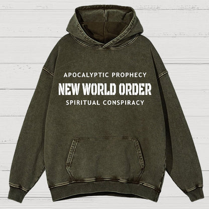 New World Order Spiritual Conspiracy Vintage Distressed Hoodie