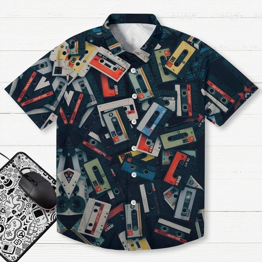 Vintage Audio Cassette Art Print Geek Hawaiian Shirt