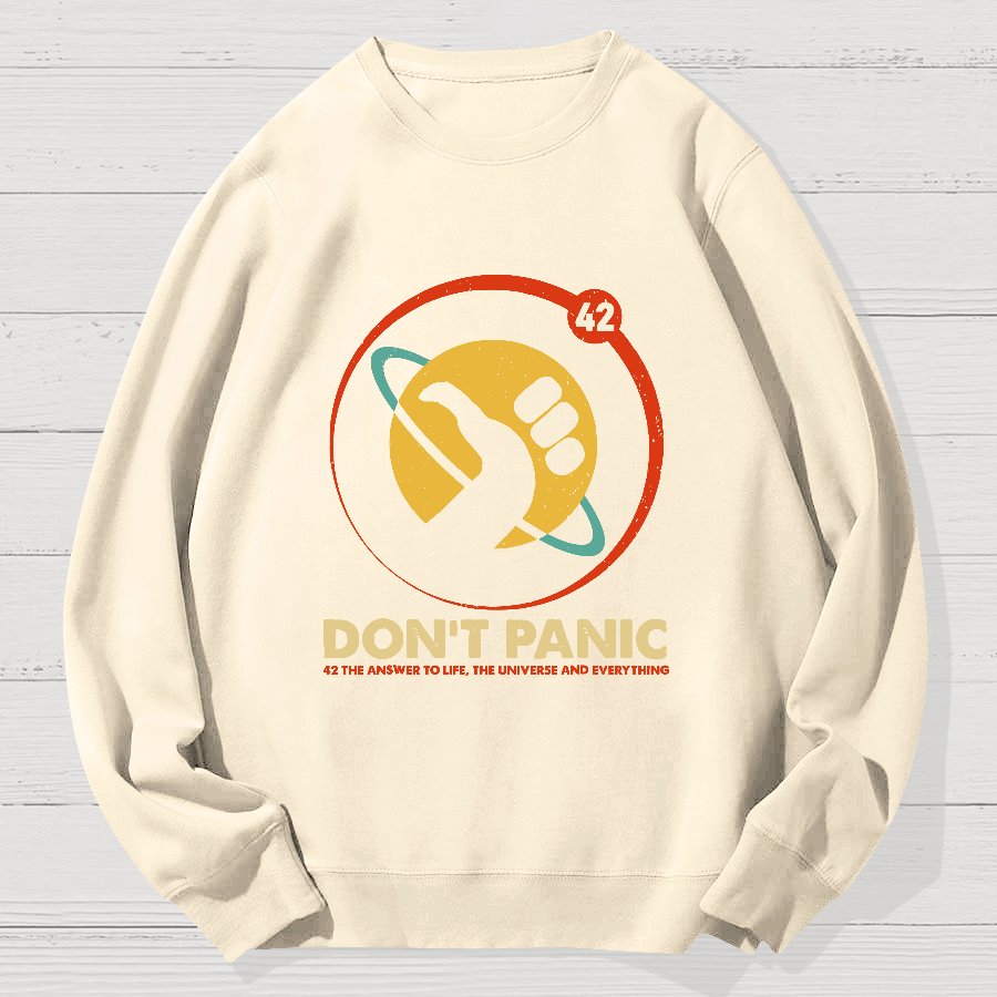 42 Answer to Life Universe Everything Don't Panic Geek Cotton Sweatshirt