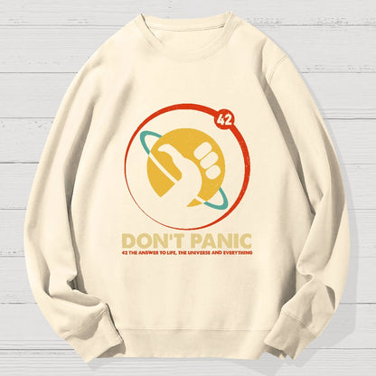 42 Answer to Life Universe Everything Don't Panic Geek Cotton Sweatshirt